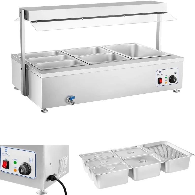Royal Catering 6 x GN 150 mm-es, 55 literes, csapokkal ellátott, szabadon álló vízfürdő