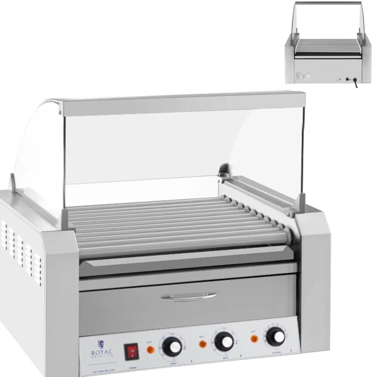 Fedeles hengergrill és melegítő fiók 20 hot doghoz, 2600 W, 230 V, Royal Catering