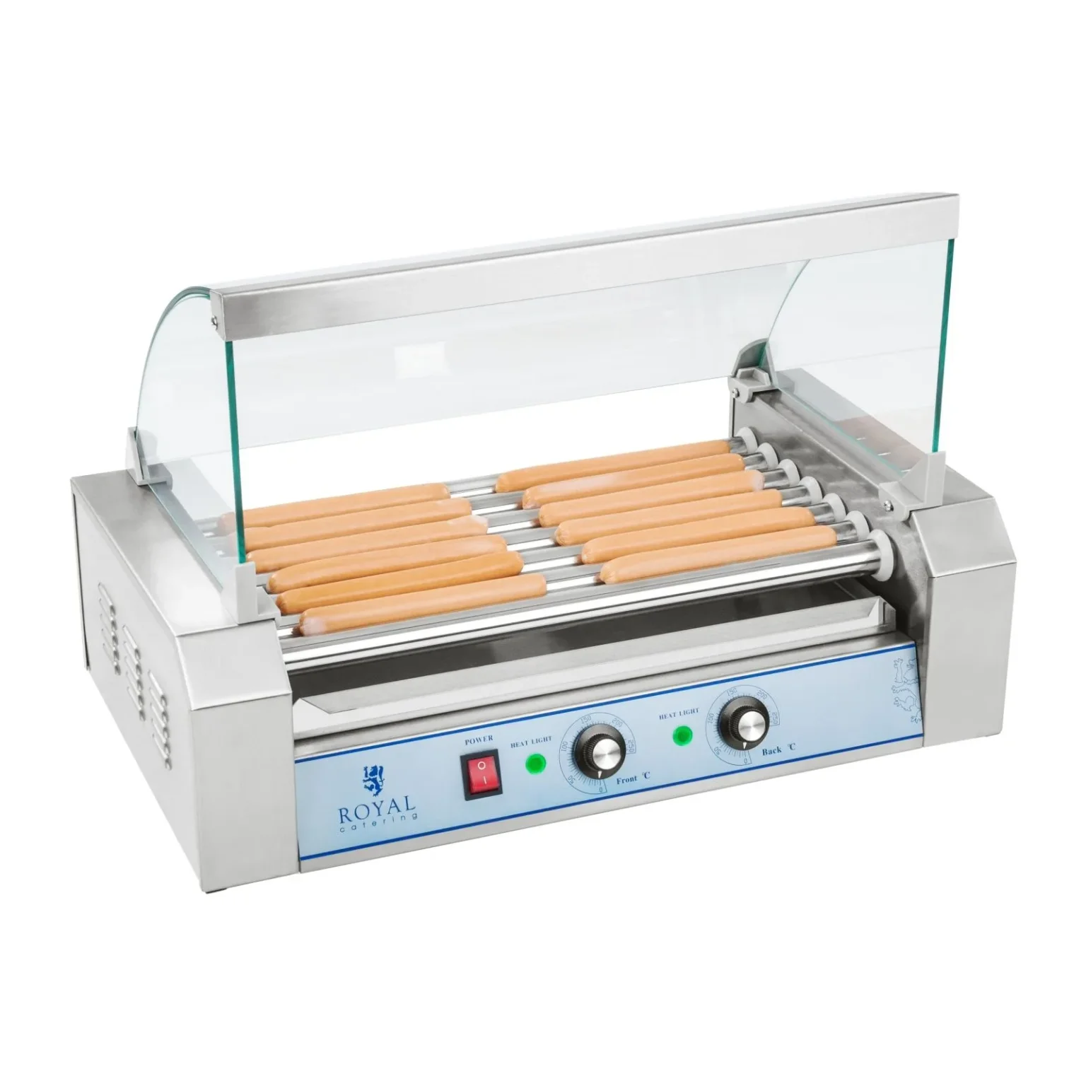 Fedeles hengeres grill, hot dog melegítő, 7 henger