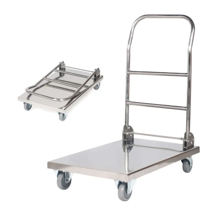 HoReCa összecsukható acél platformos kocsi, 70x52 cm-es platform
