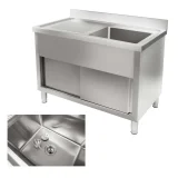Chiuvetă de bucătărie din oțel inoxidabil, lățime 120 cm