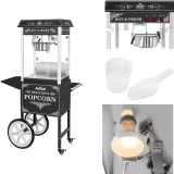 Professzionális, nagy teljesítményű, kerekes mobil popcornkészítő, 230 V, 1,6 kW, fekete