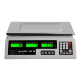 339x233 mm-es kiskereskedelmi mérleg hálózati tápegységgel + újratölthető akkumulátorral, 40 kg / 2 g – fehér 3