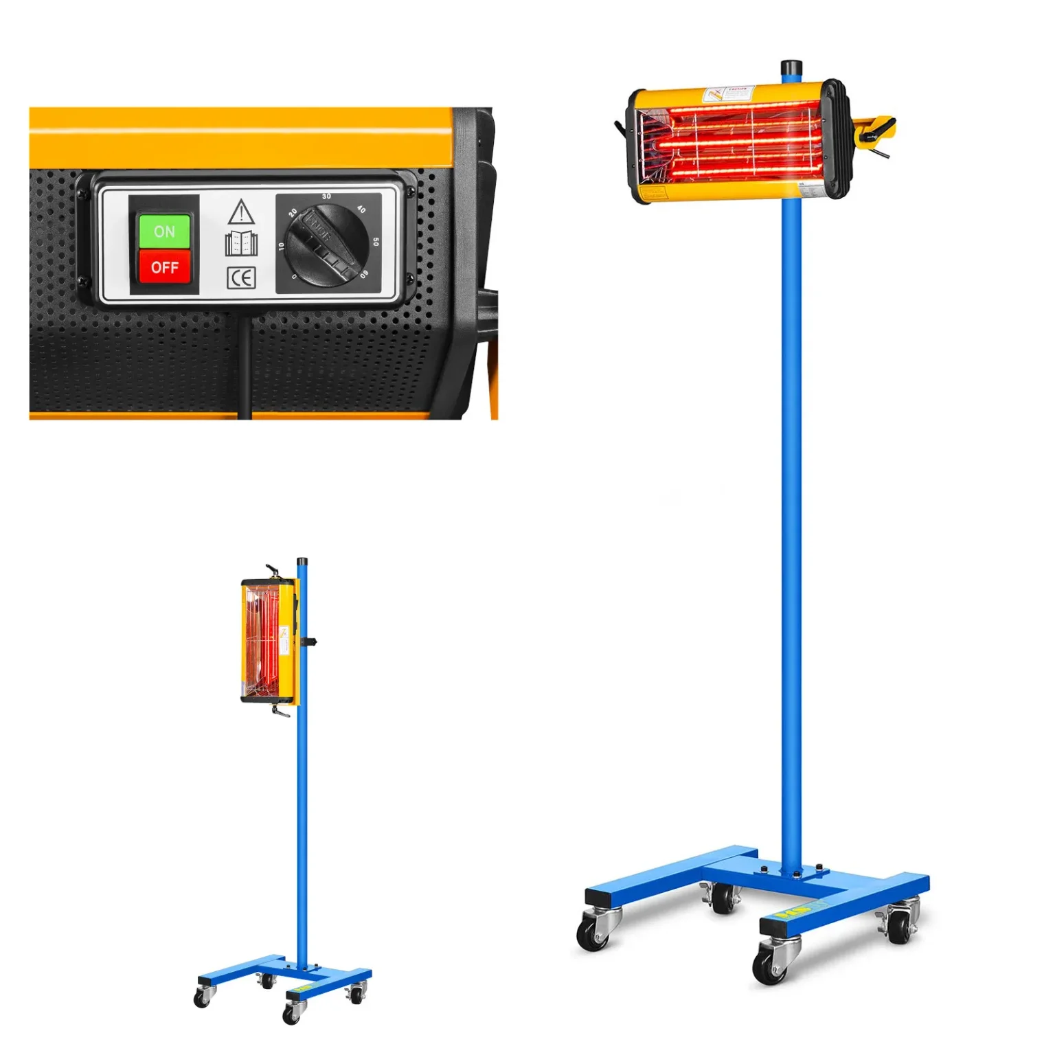 Lampa cu infraroșu IR-DRYER1000 de 1100 W pentru uscarea vopselei, pe trepied Lampa cu infraroșu IR-DRYER1000 de 1100 W pentru uscarea vopselei, pe trepied