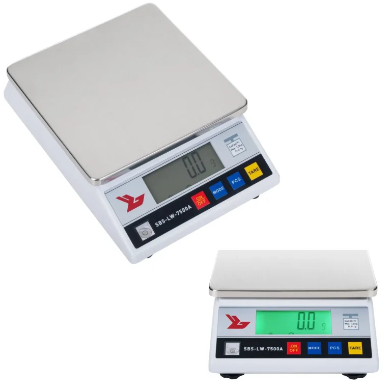 SBS-LW-7500A precíziós mérleg LCD-kijelzővel, pontosság 0,1 g – 7500 g