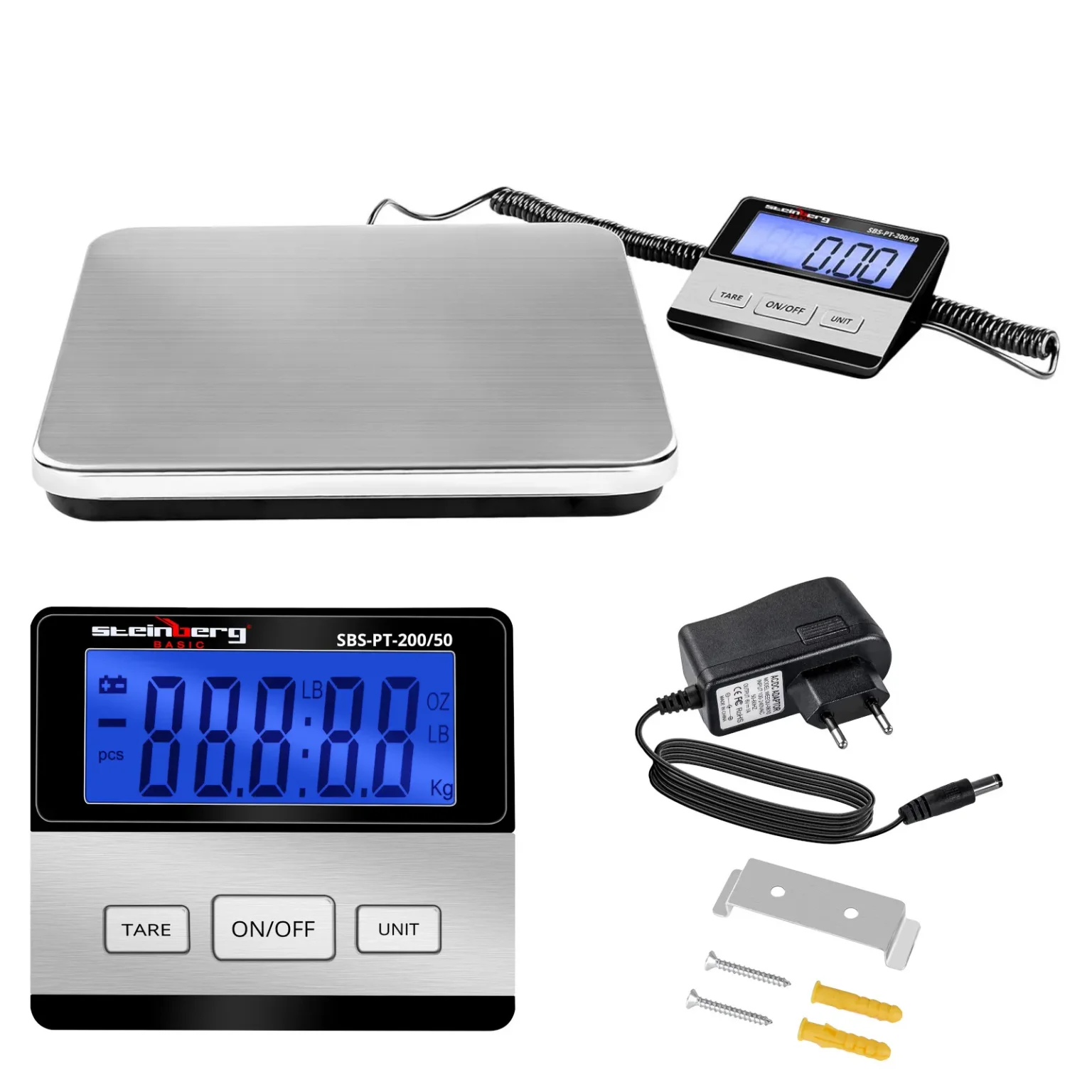 SBS-PT-200/50 postai csomagmérleg, 200 kg / 50 g