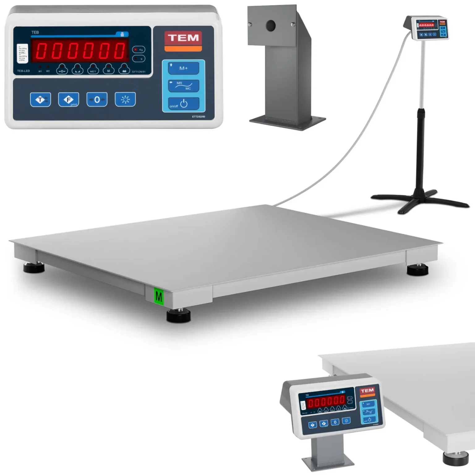 Cântar industrial cu platformă, interfață RS232, 600 kg / 0,2 kg, afișaj LED, M, calibrat Cântar industrial cu platformă, interfață RS232, 600 kg / 0,2 kg, afișaj LED, M, calibrat