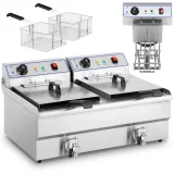 Kétkamrás fritőz 400 V-os csatlakozóval – 2x10 l