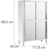 Dulap de depozitare din oțel inoxidabil pentru catering, cu uși glisante, 180x118x50cm 7