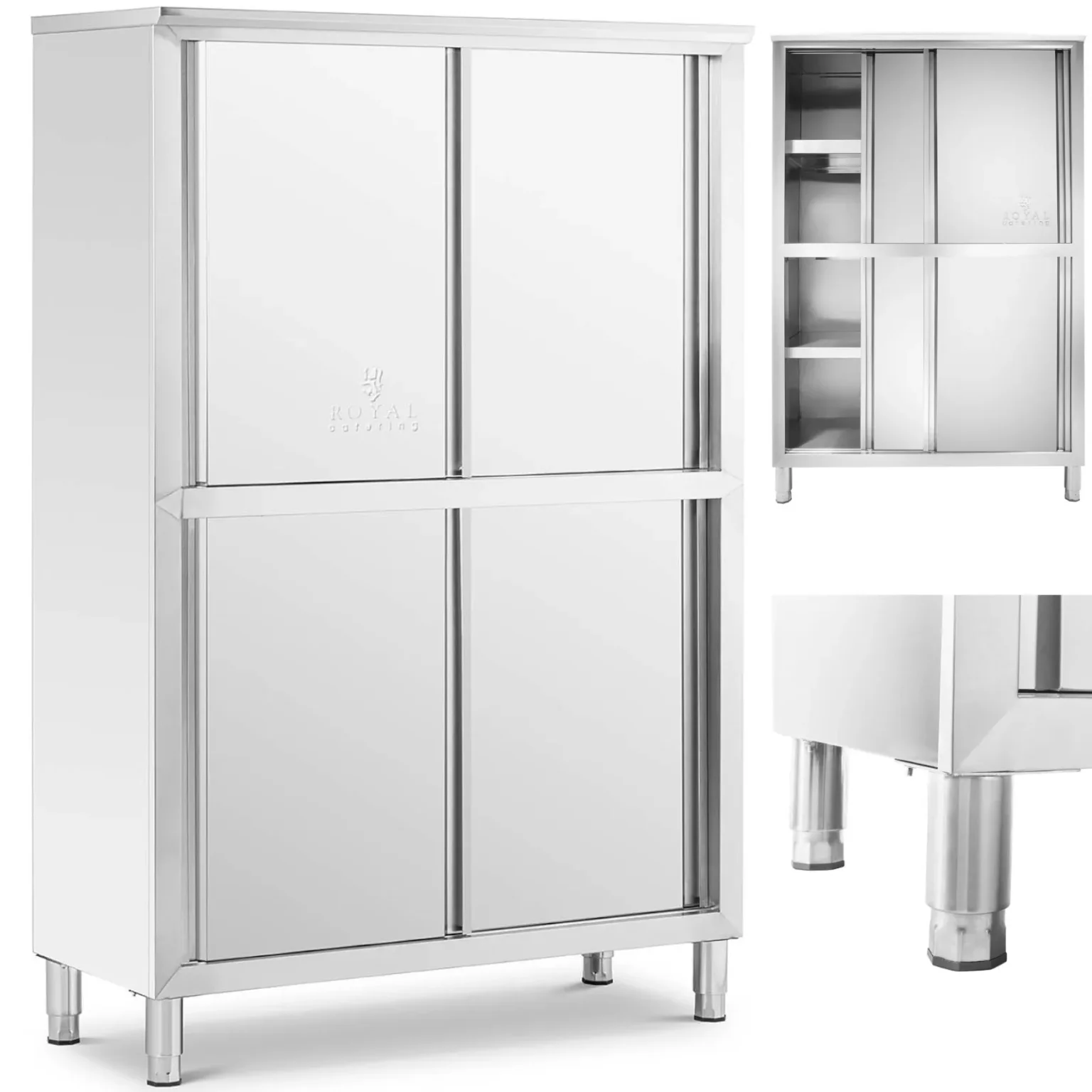Dulap de depozitare din oțel inoxidabil pentru catering, cu uși glisante, 180x118x50cm