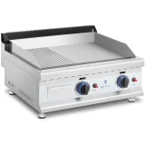 Kétégős, sima és barázdált rozsdamentes acél gázgrill földgázhoz, 2x 3,1 kW, 0,02 bar, 60 x 40 cm 2