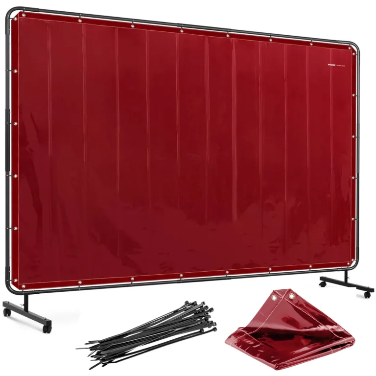 Hegesztővédő függöny kerekes kerettel, 239 x 175 cm – piros