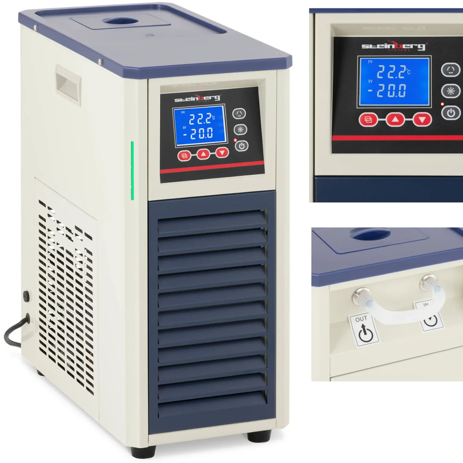 Laboratóriumi hűtő-cirkulátor hőmérséklet-szabályozáshoz -20 és 20 °C között, 20 l/perc, 495 W