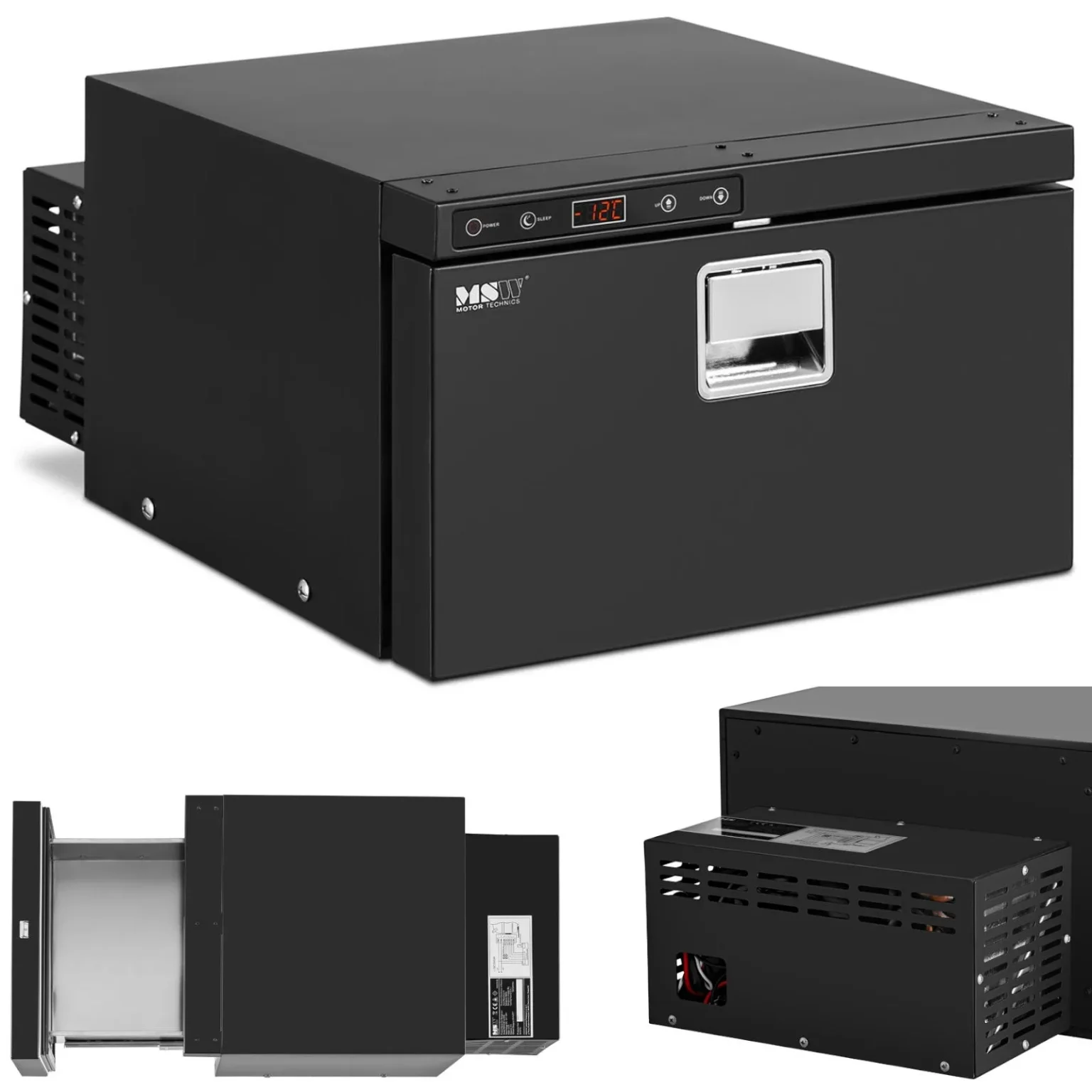 Kompresszoros hordozható hűtő lakókocsikhoz, 12/24 V DC, 35 W, 16 l