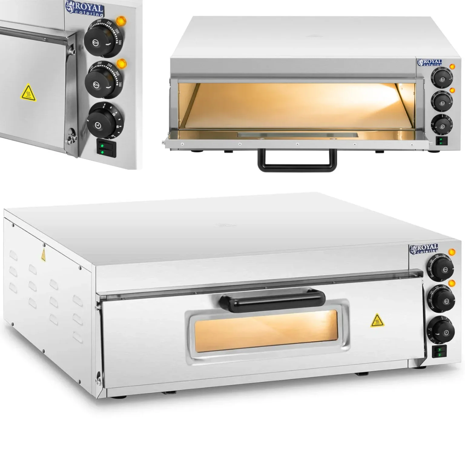 Cuptor pentru pizza cu o singură cameră și ușă din sticlă, 1 pizza, 60 cm, 230 V, 3000 W