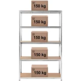 Raft metalic de depozitare, 5 rafturi, 750 kg, 120 x 60 x 197 cm, gri 6