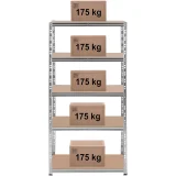 Metalna polica za pohranu, 5 polica, nosivost 875 kg, 90 x 60 x 180 cm, siva 6