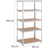 Metalna polica za pohranu, 5 polica, nosivost 875 kg, 90 x 60 x 180 cm, siva 7