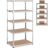 Metalna polica za pohranu, 5 polica, nosivost 875 kg, 90 x 60 x 180 cm, siva