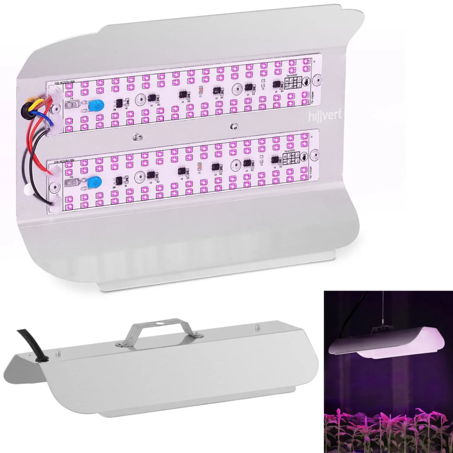 Teljes spektrumú növénynevelő lámpa 25 x 17 cm 136 LED 100 W ezüst