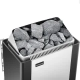 Elektromos szaunakályha beépített vezérléssel, 8–12 m³, max. 110 °C, 400 V, 8 kW, ezüst-fekete 3