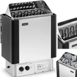 Elektromos szaunakályha beépített vezérléssel, 8–12 m³, max. 110 °C, 400 V, 8 kW, ezüst-fekete