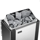 Elektromos szaunakályha beépített vezérléssel, 9–13 m³, max. 110 °C, 400 V, 9 kW, ezüst-fekete 3