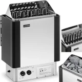 Elektromos szaunakályha beépített vezérléssel, 9–13 m³, max. 110 °C, 400 V, 9 kW, ezüst-fekete