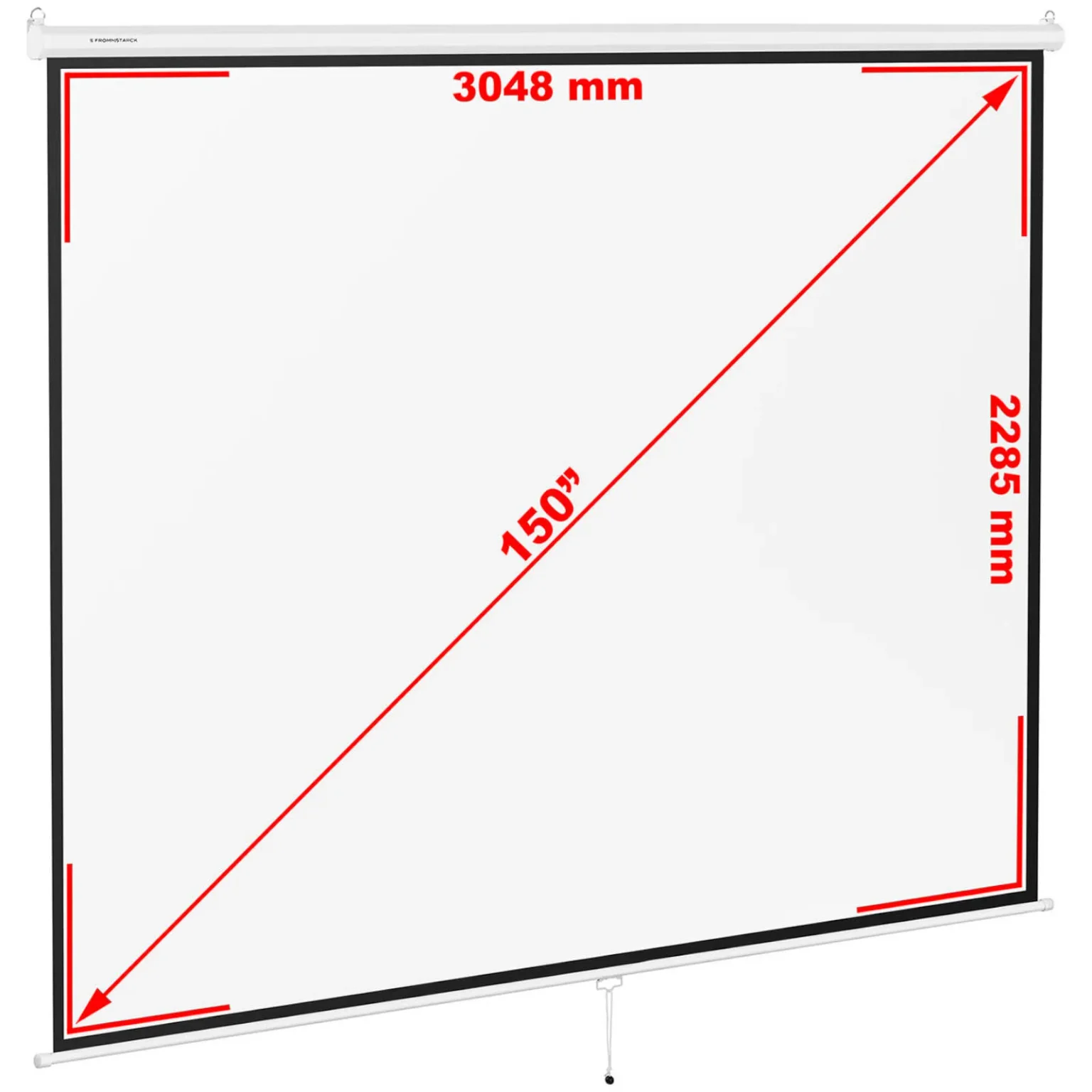Félautomata, falra/mennyezetre szerelhető, matt fehér vetítővászon, 150'' (312,8x239 cm), 4:3 Félautomata, falra/mennyezetre szerelhető, matt fehér vetítővászon, 150'' (312,8x239 cm), 4:3