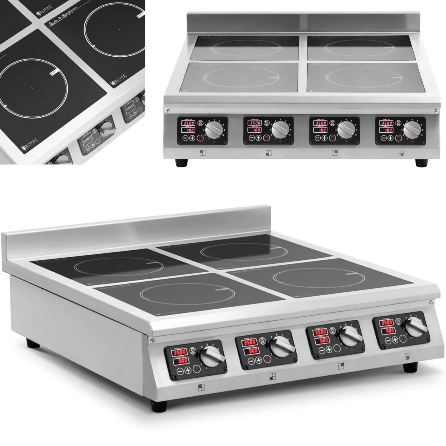 4 égőfejű indukciós főzőlap időzítővel, 400 V, 4 x 3500 W