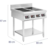 4 égőfejű indukciós főzőlap nyitott alappal, 400 V, 4 x 3500 W 6