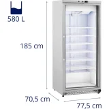 Üvegajtós fagyasztószekrény, 7 polccal, 580 l, 492 mm széles – ezüst 9