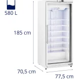 Üvegajtós fagyasztószekrény, 7 polccal, 580 l, 492 mm széles – fehér 9