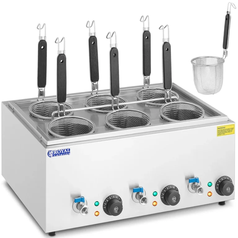 Tésztasütő csapokkal, 6 kosárral, 3 x 6,5 l, 3000 W