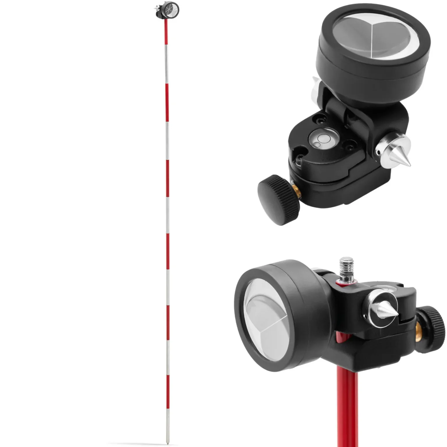 Mini prizma, mérőtükör rúddal, ezüst bevonat, átmérő 3,5 cm, 1,26 m