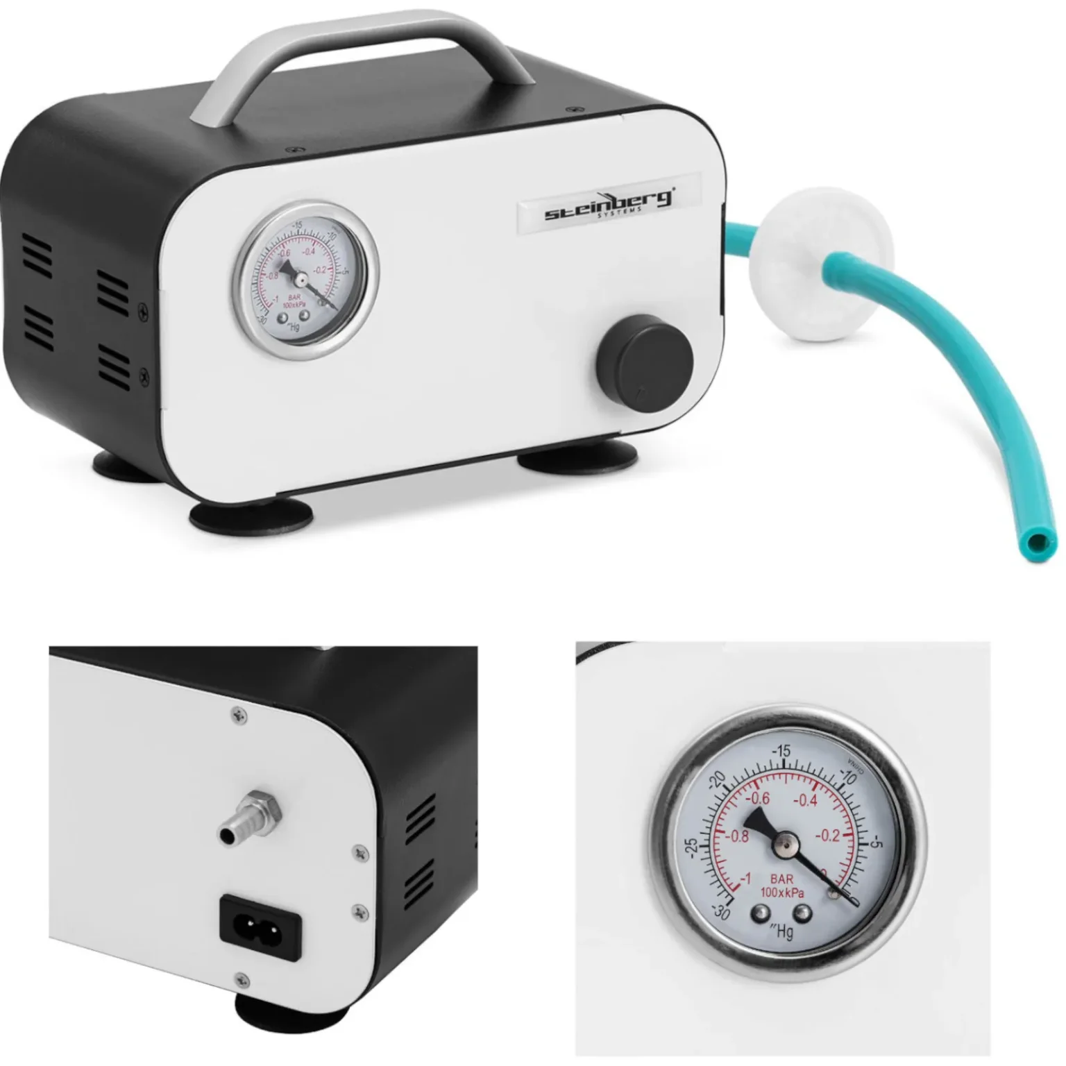 Olajmentes laboratóriumi vákuumszivattyú nyomásmérővel, 15 l/min, 30 W