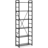 Loft stílusú könyvespolc acélvázas 28 x 60 x 182 cm fekete 2