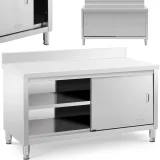 Banc de lucru montat pe perete cu dulap și garnitură pentru ușă glisantă, 150 x 70 cm