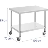 Fém kerekes vendéglátóipari asztal polccal STAL 70 x 100 cm 5