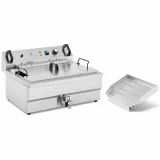3000 W, 16 l, 230 V-os sütőolajsütő fánkhoz, halhoz és sült krumplihoz, cseppfogó tálcával 2