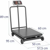Ipari platformmérleg kerekekkel, 600 kg / 100 g, LCD 7
