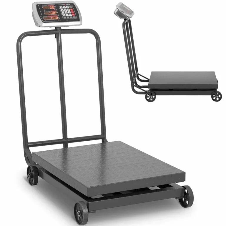 Ipari platformmérleg kerekekkel, 600 kg / 100 g, LCD