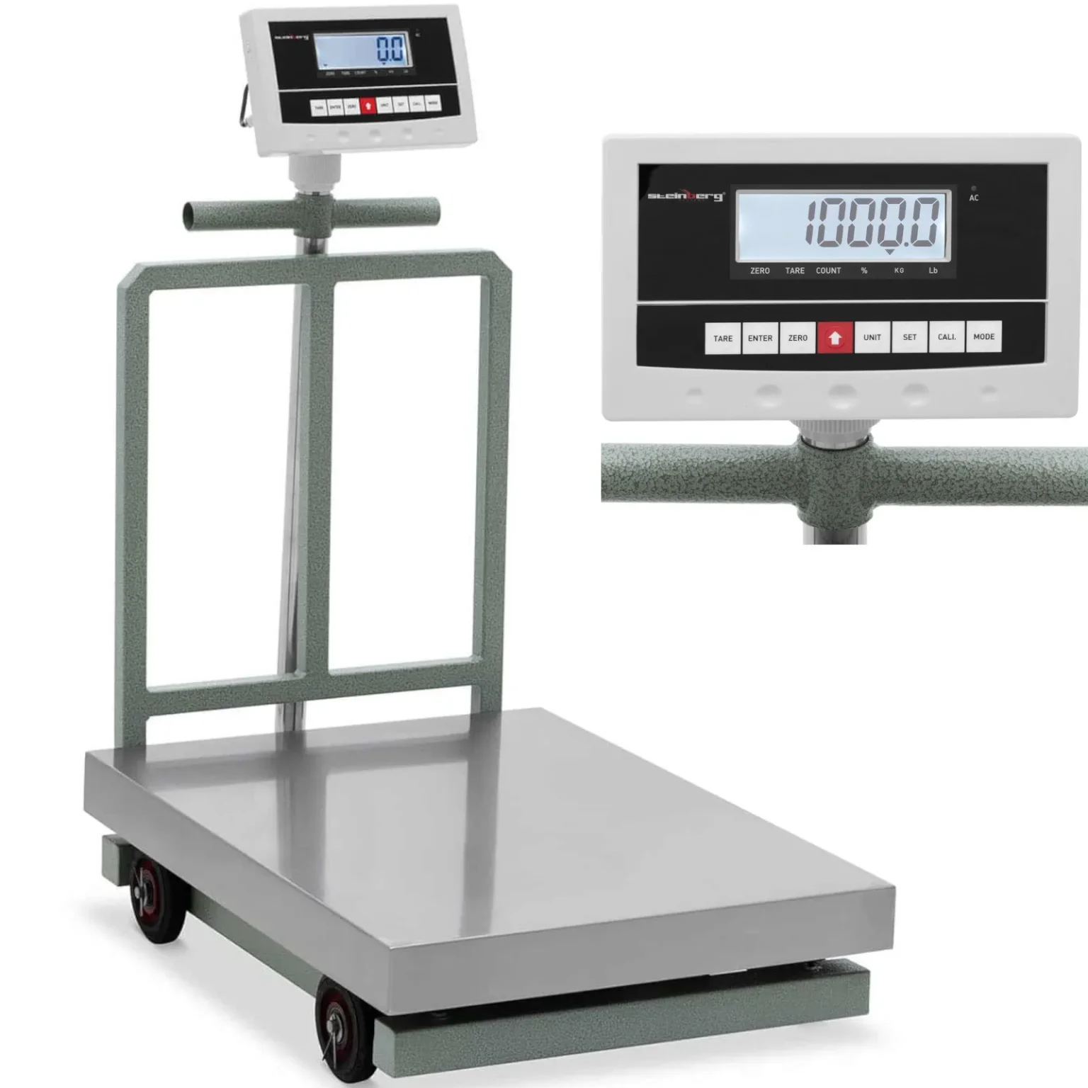 Cântar de platformă mobil pentru depozit, 80x60 cm, 1000 kg / 0,2 kg Cântar de platformă mobil pentru depozit, 80x60 cm, 1000 kg / 0,2 kg