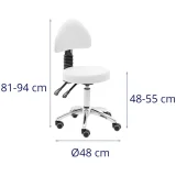 BULLE forgó szépségszék háttámlával és görgőkkel, 48–55 cm – fehér 6