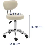 ASCONA forgó szépségszék háttámlával, görgőkkel, 46–60 cm – sötét bézs 6