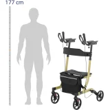 Összecsukható, négykerekű járókeret időseknek, üléssel és táskával, max. 136 kg 3