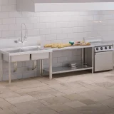 Masă de lucru centrală din oțel cu raft, 150 x 60 cm, până la 230 kg 5
