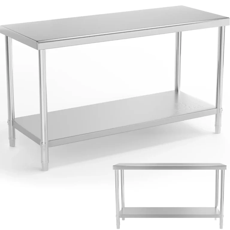 Központi acél munkalap polccal, 150 x 60 cm, max. 230 kg