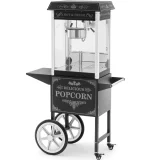 Professzionális popcornkészítő kocsival, RETRO világítással, 88 l, 1600 W, fekete 2