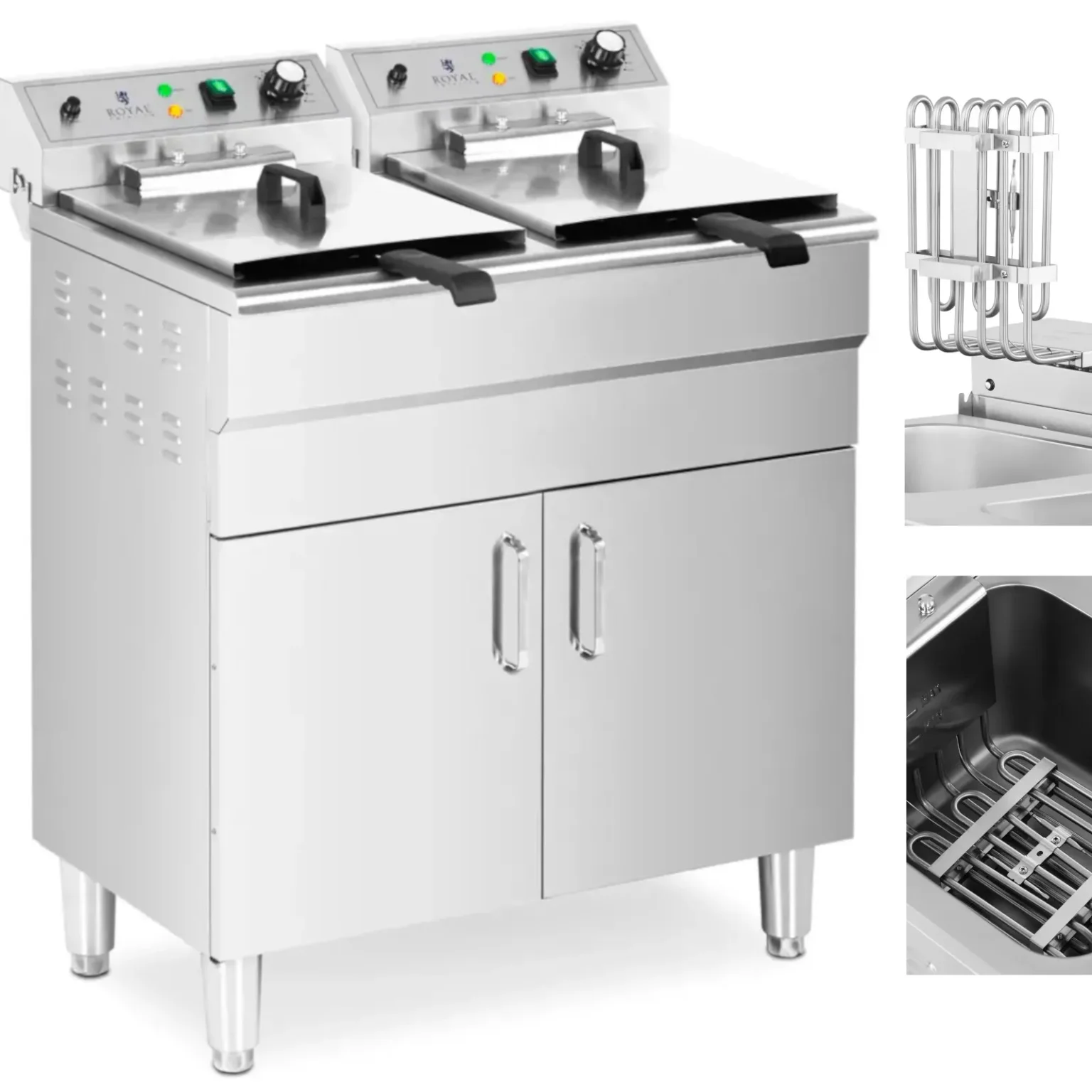 Kétkamrás, szekrényes, szabadon álló elektromos sütő, 400 V, 10 000 W, 26 l